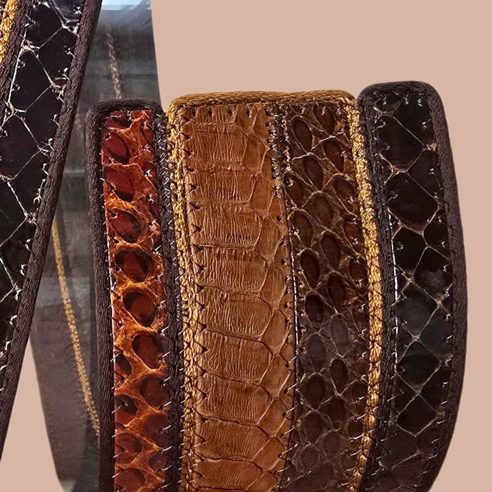 Vintage Charles Jourdan Paris Patchwork Python & Lizard Belt | Size 75 | Made in - Picture 15 of 16